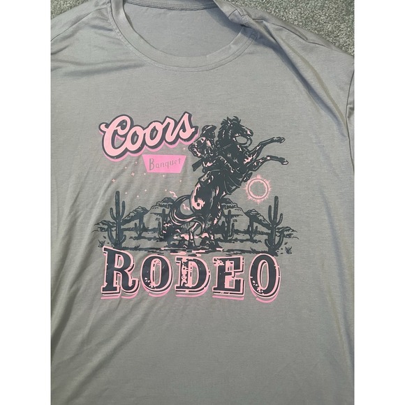 Gray And Pink Coors Lite Rodeo Soft Ladies T Shirt M/Large New - Picture 2 of 6